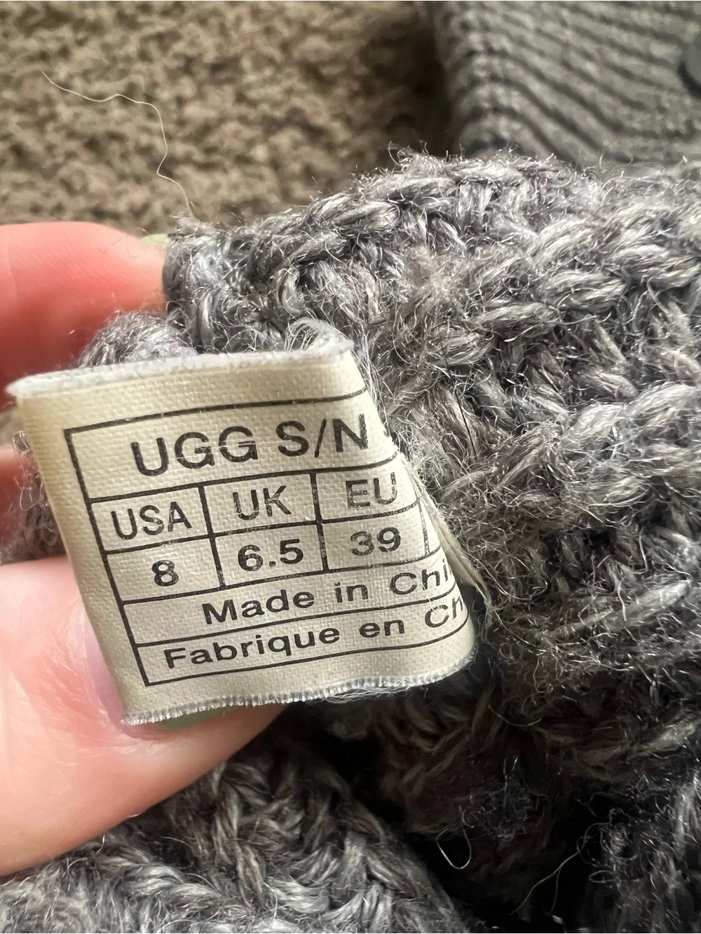 UGG Grey Knit Button-Accent Slouchy Winter Boots